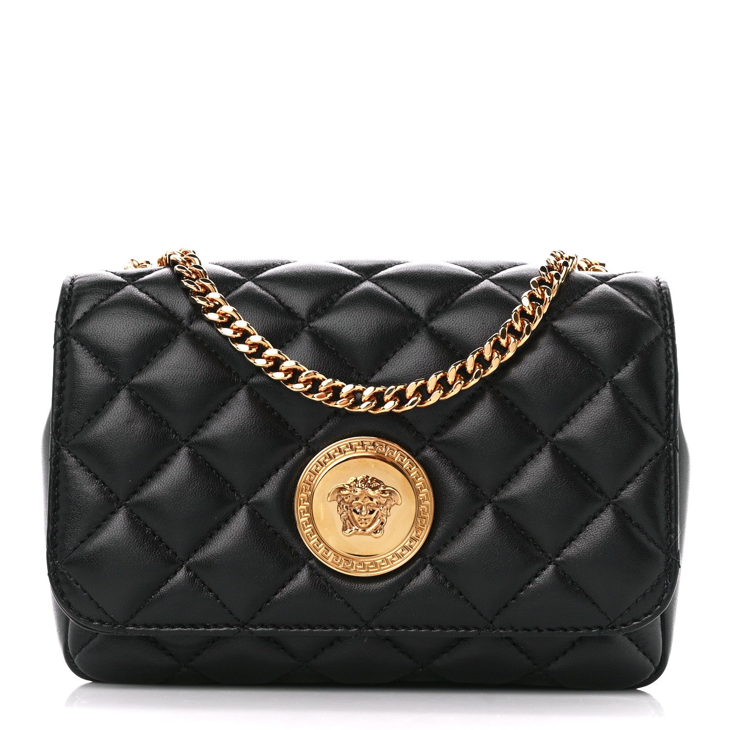Versace Nappa Quilted Small Medusa Chain Crossbody Black 1 of 10