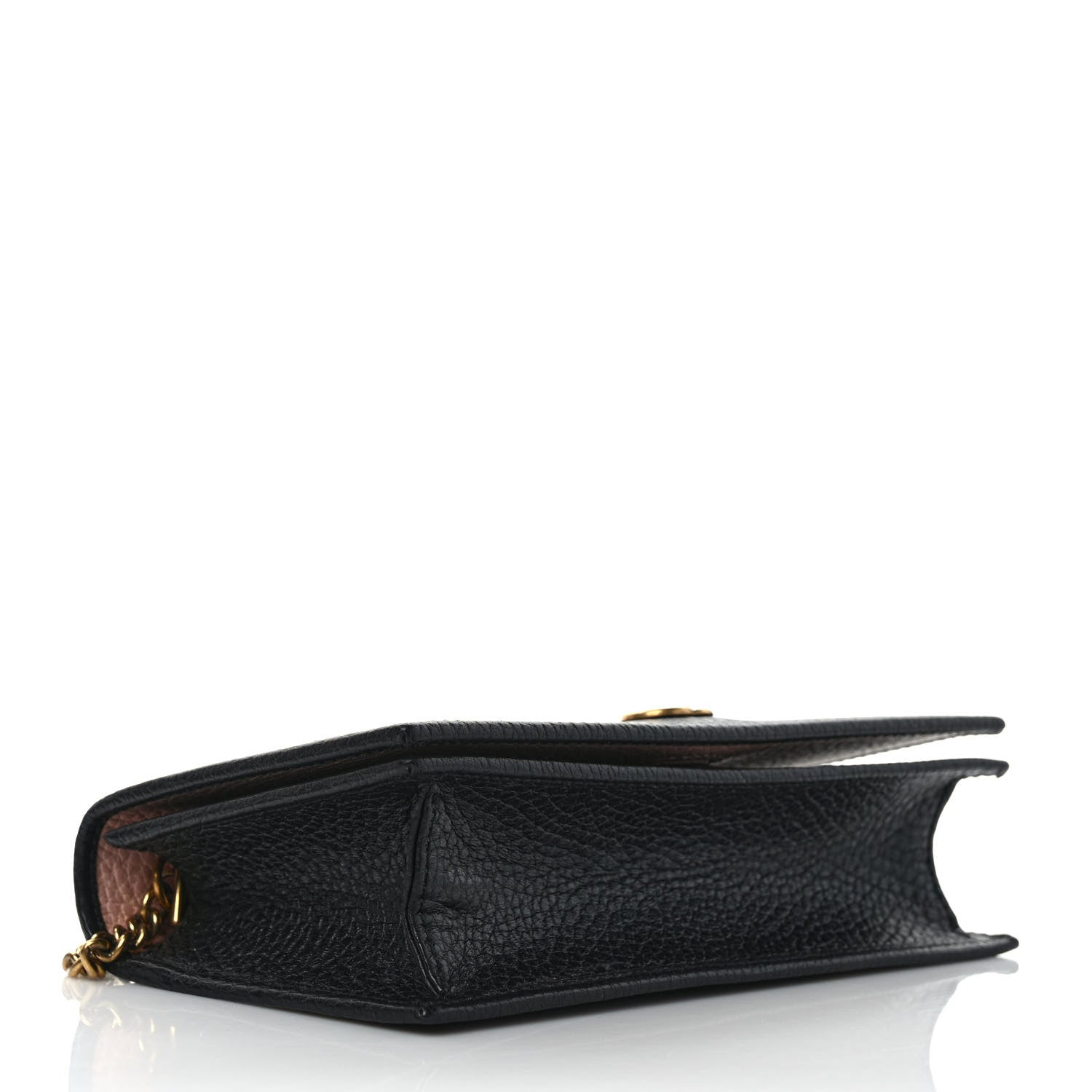 Gucci Calfskin GG Marmont Bow Chain Wallet Black 4 of 9