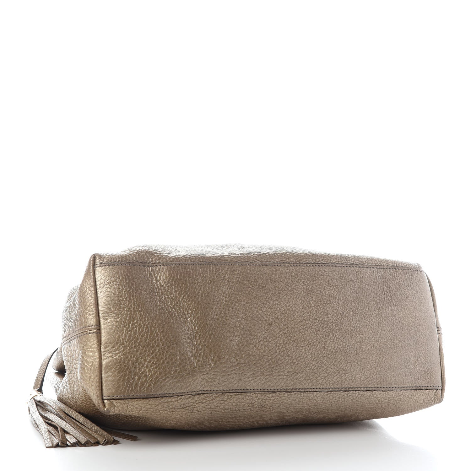 Gucci Metallic Pebbled Calfskin Medium Soho Chain Shoulder Bag Golden Beige 4 of 10