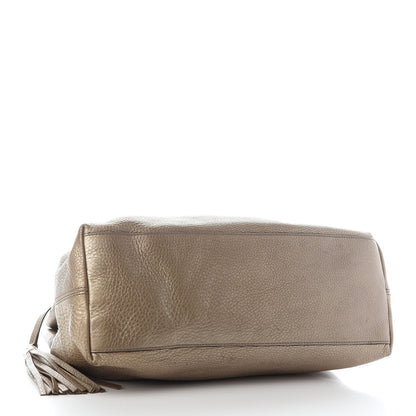 Gucci Metallic Pebbled Calfskin Medium Soho Chain Shoulder Bag Golden Beige 4 of 10