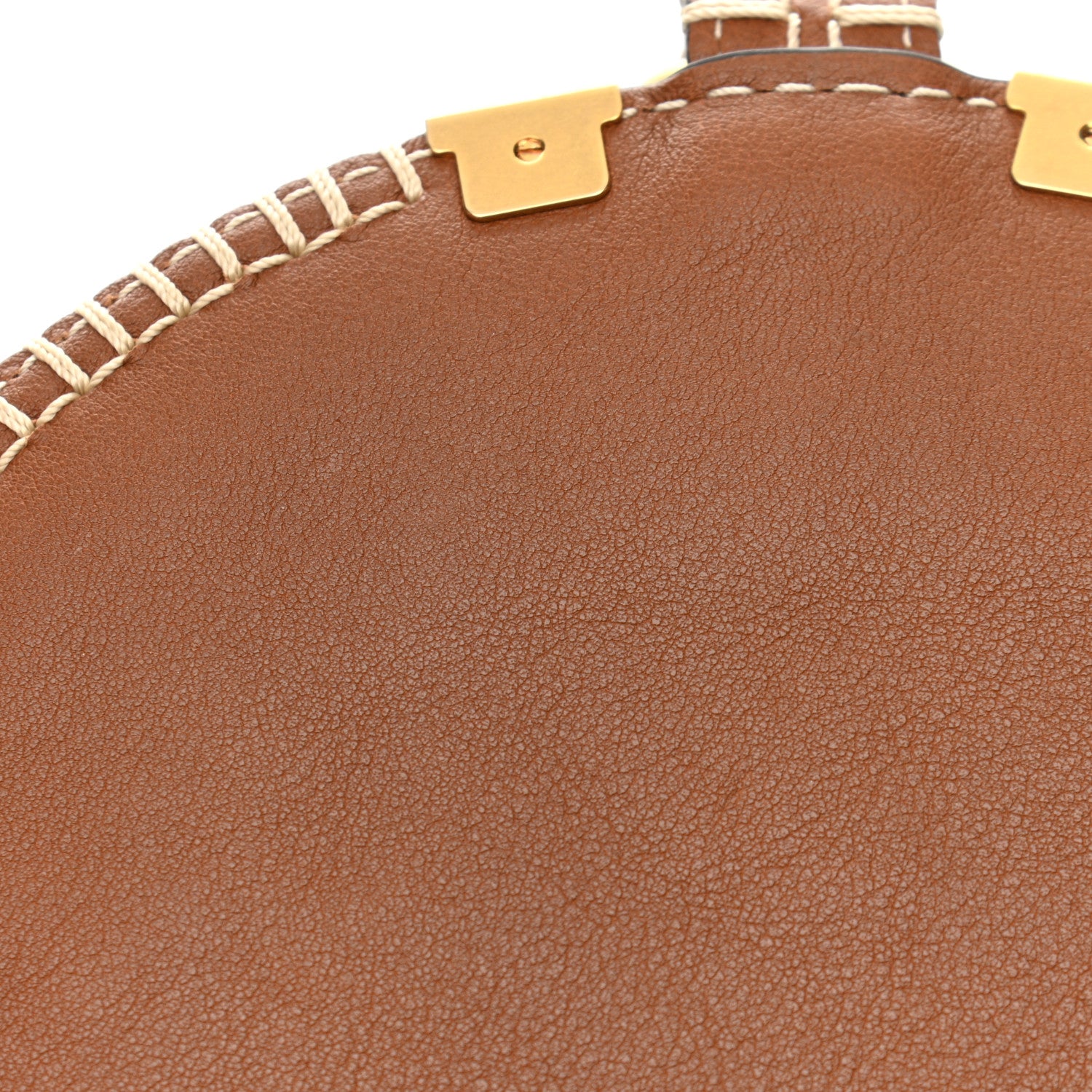 Chloe Suede Calfskin Stitched Small Marcie Round Crossbody Bag Tan 11 of 13