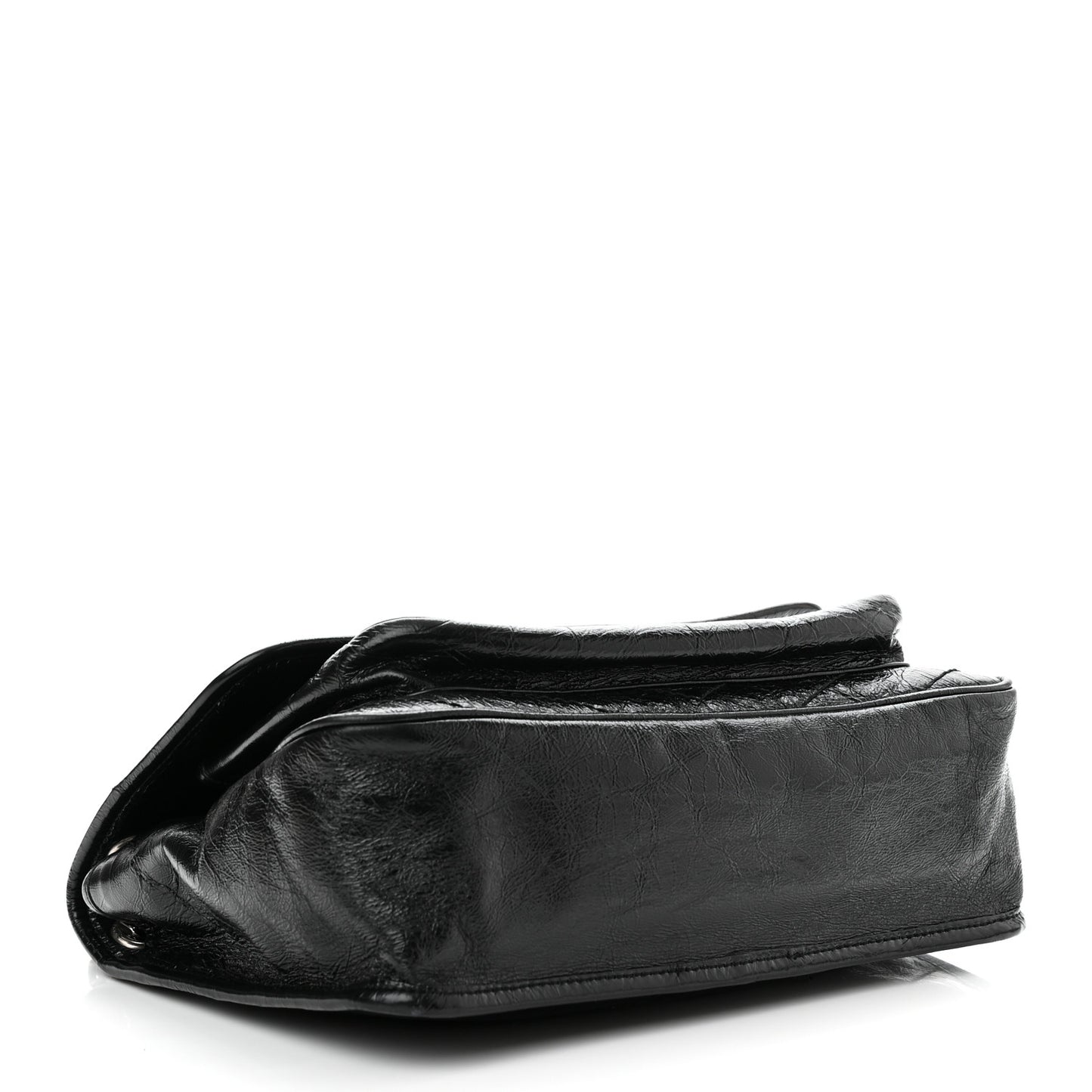 Crinkled Calfskin Matelasse Monogram Medium Niki Chain Satchel Black