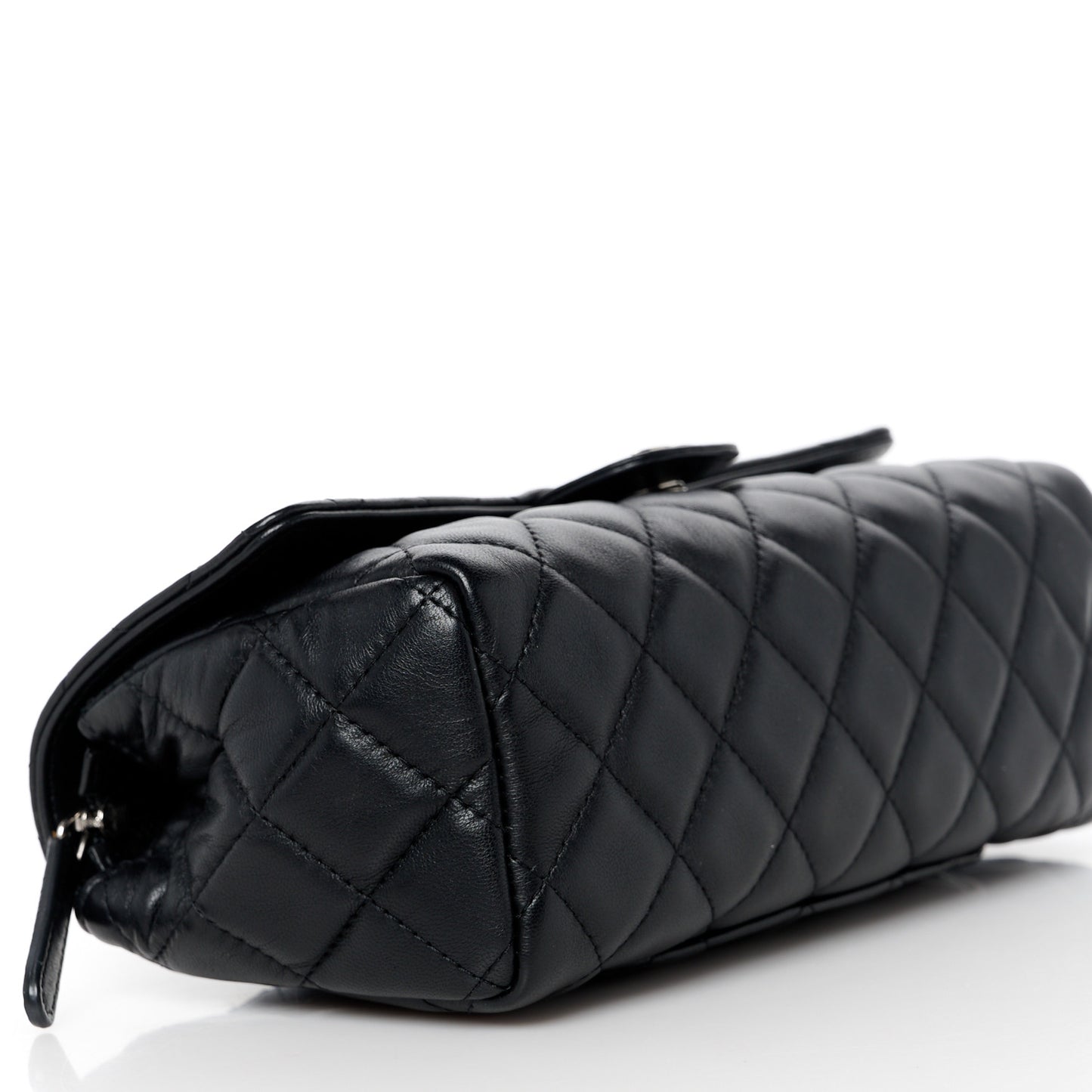 Lambskin Quilted Flap Cosmetic Case Black