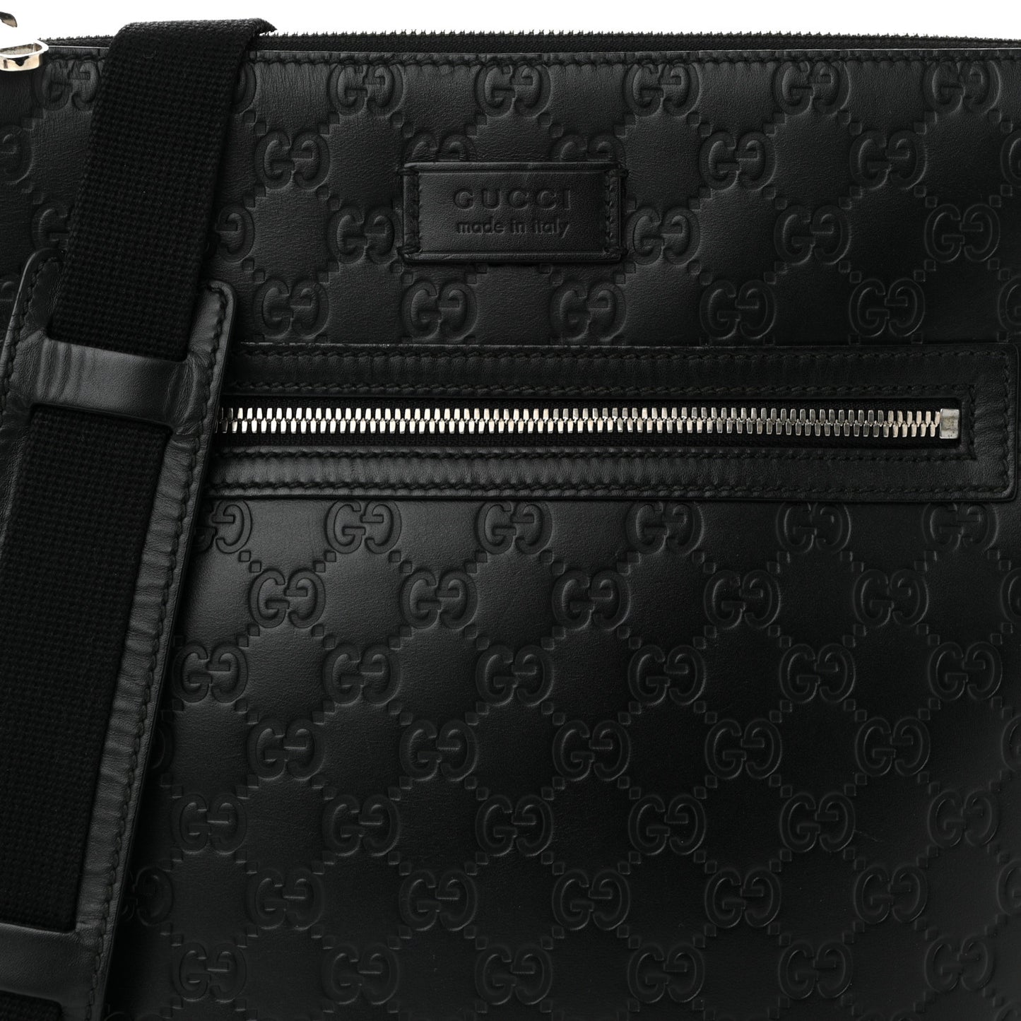 Guccissima Signature Medium Flat Messenger Bag Black