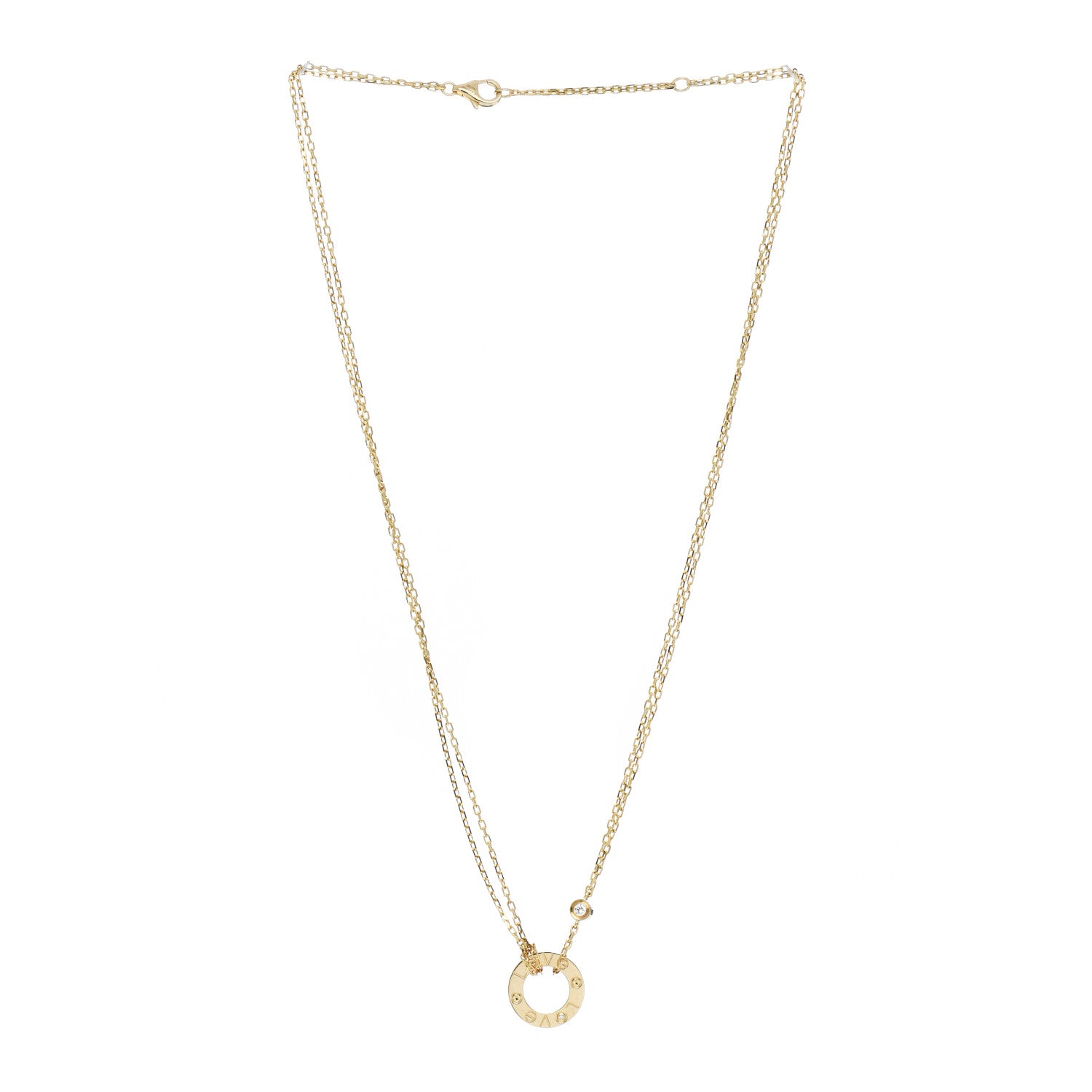 Cartier 18K Yellow Gold 2 Diamond LOVE Necklace 3 of 5