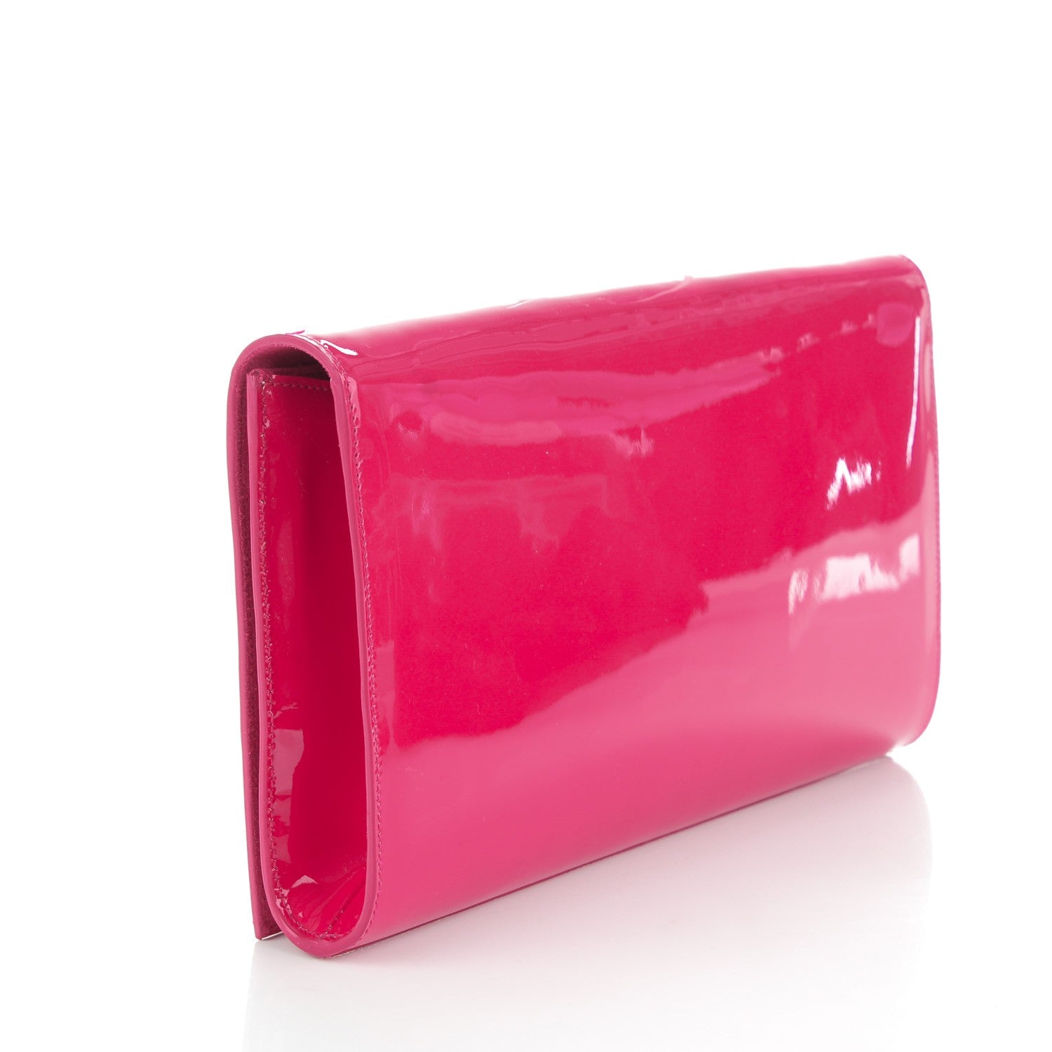 Saint Laurent Patent Large Belle De Jour Clutch Fushia 3 of 7
