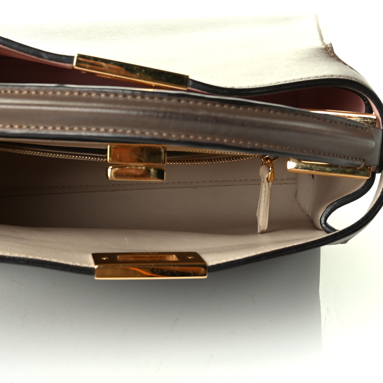 Fendi Vitello Tahiti Burro Bi-Color Medium Peekaboo Iconic Essentially Satchel Maya Camelia Confetto 4 of 7
