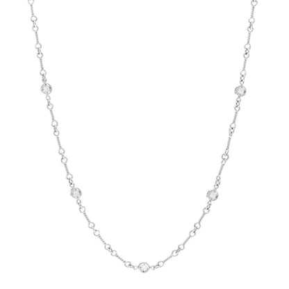 Roberto Coin 18K White Gold Diamond By the Inch Seven Station Dog Bone Necklace 1 of 4