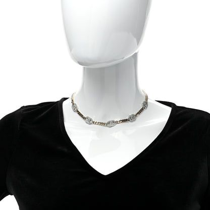 Chanel Crystal Chain CC Link Choker Gold Silver 2 of 4