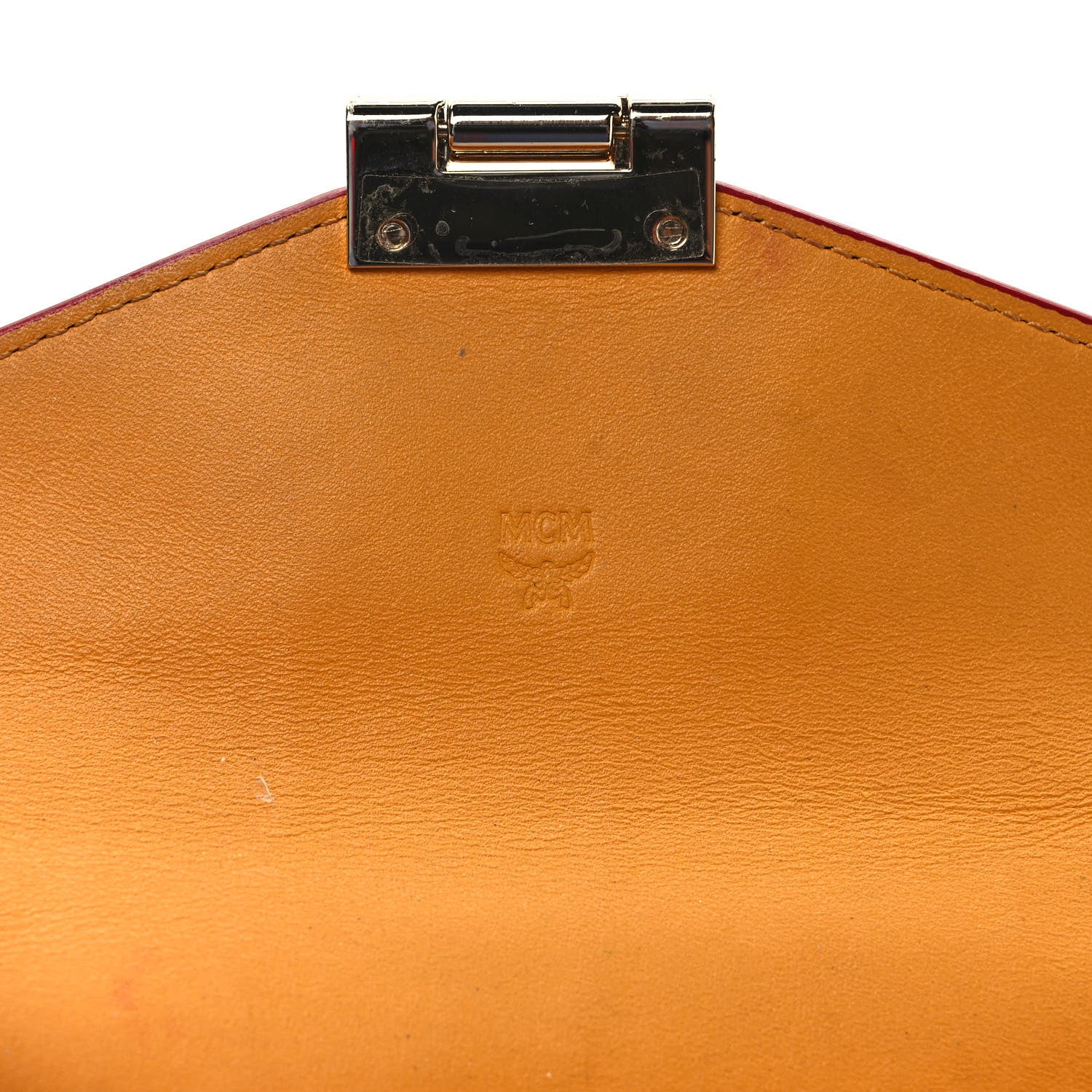 MCM Calfskin Visetos Monogram Patricia Color Block Wallet On Chain Cognac White 6 of 10