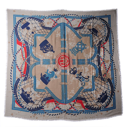 Hermes Cashmere Silk Imprimeur Fou Quadricube Shawl GM 140 2 of 6