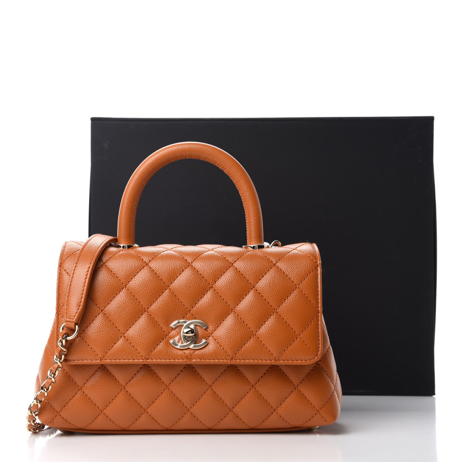 Chanel Caviar Quilted Mini Coco Handle Flap Light Brown 11 of 11