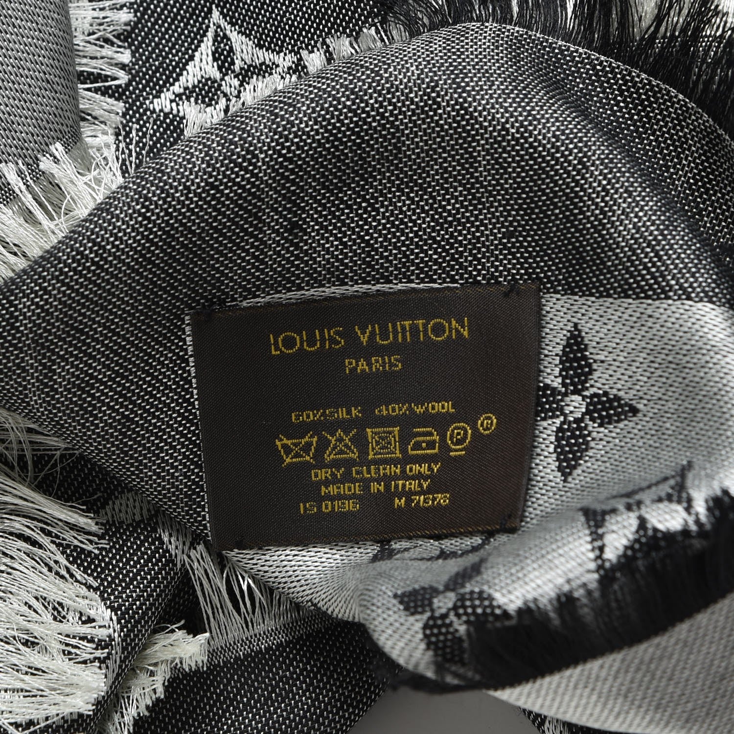 Louis Vuitton Wool Silk Monogram Denim Shawl Black 4 of 4