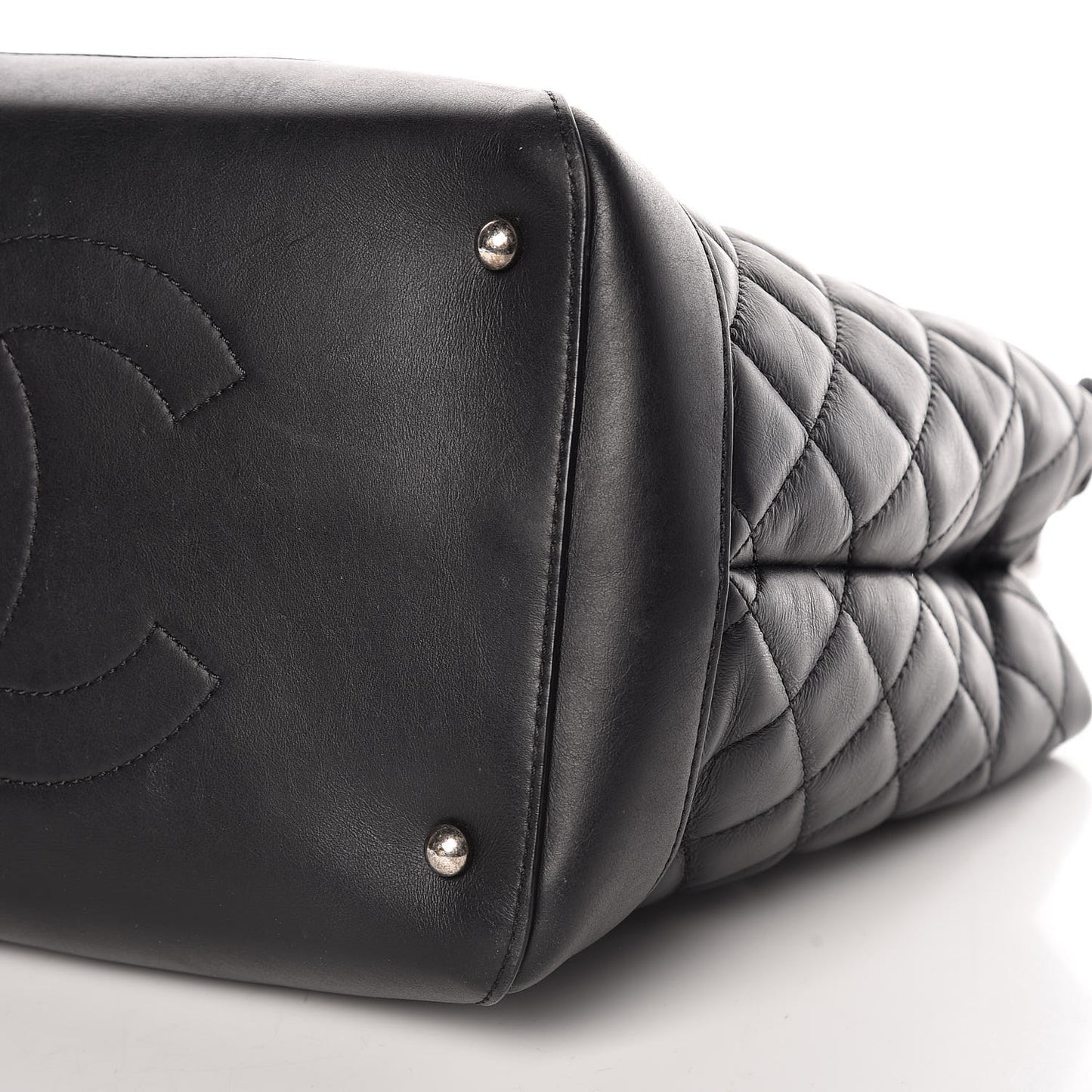 Calfskin Quilted Small Easy Shopping Tote Black