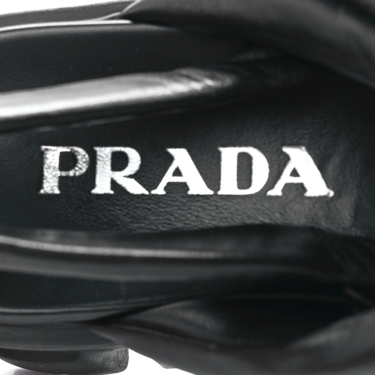 Prada Nappa Soft Metal Triangle Logo Padded Monolith 55mm Slingback Sandals 38 Black 7 of 9
