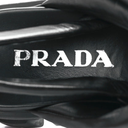 Prada Nappa Soft Metal Triangle Logo Padded Monolith 55mm Slingback Sandals 38 Black 7 of 9