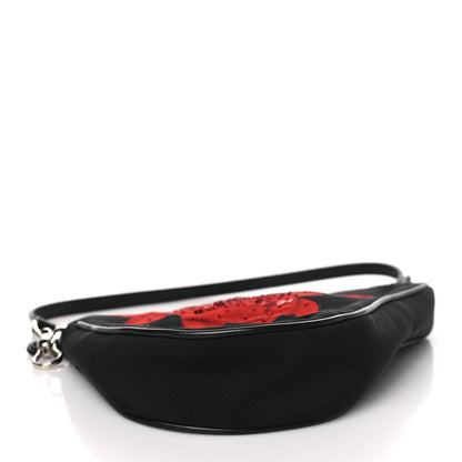 Christian Dior Canvas Stitched Flower Sequins Mini Saddle Pochette Black Red 4 of 11
