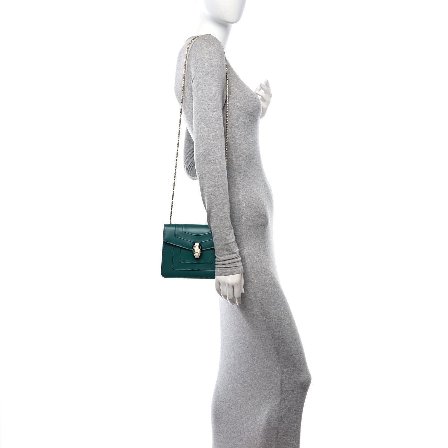 Bulgari Calfskin Small Serpenti Forever Snake Strap Crossbody Bag Emerald Green 2 of 11