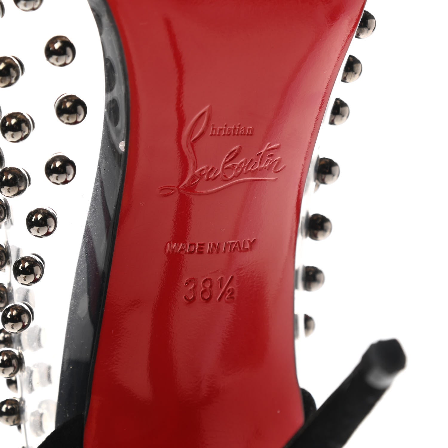 Christian Louboutin Suede Patent Studded Bille et Boule 100 Pumps 38.5 Black 8 of 9