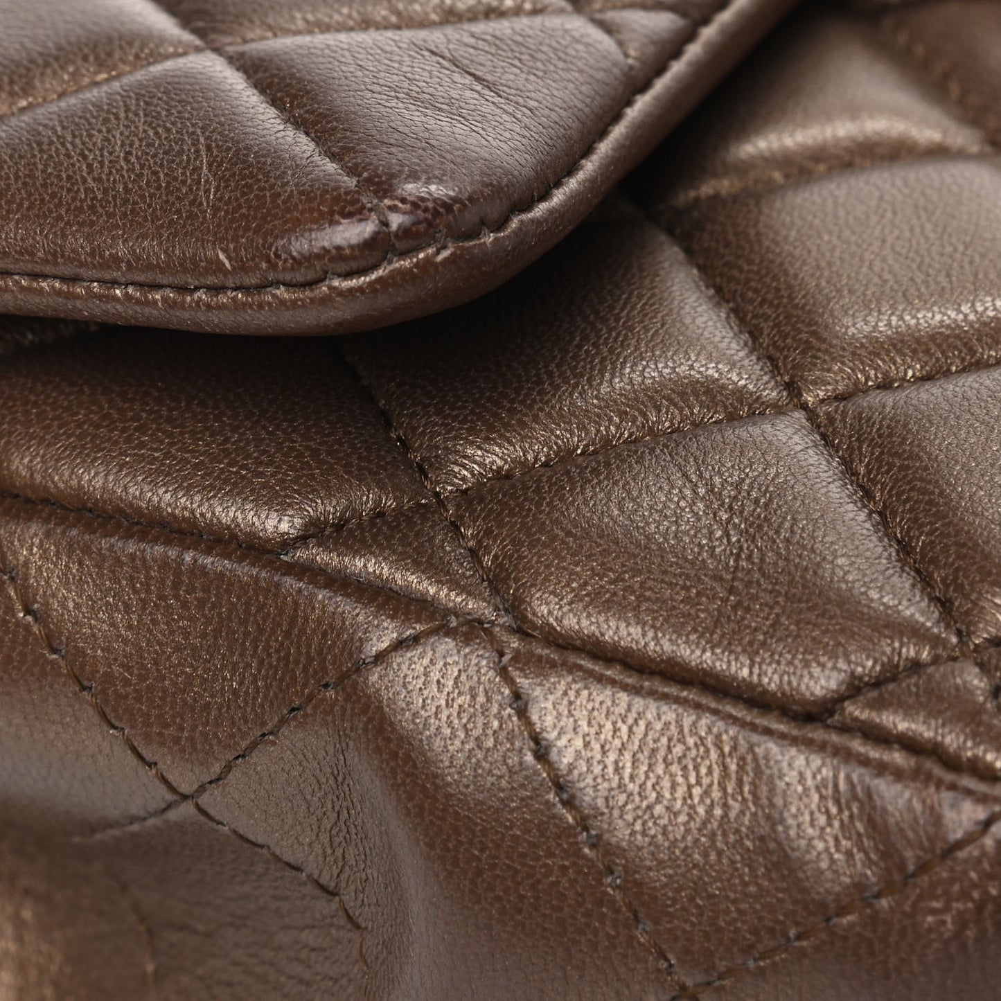 Metallic Lambskin Quilted Mini Rectangular Flap Gold
