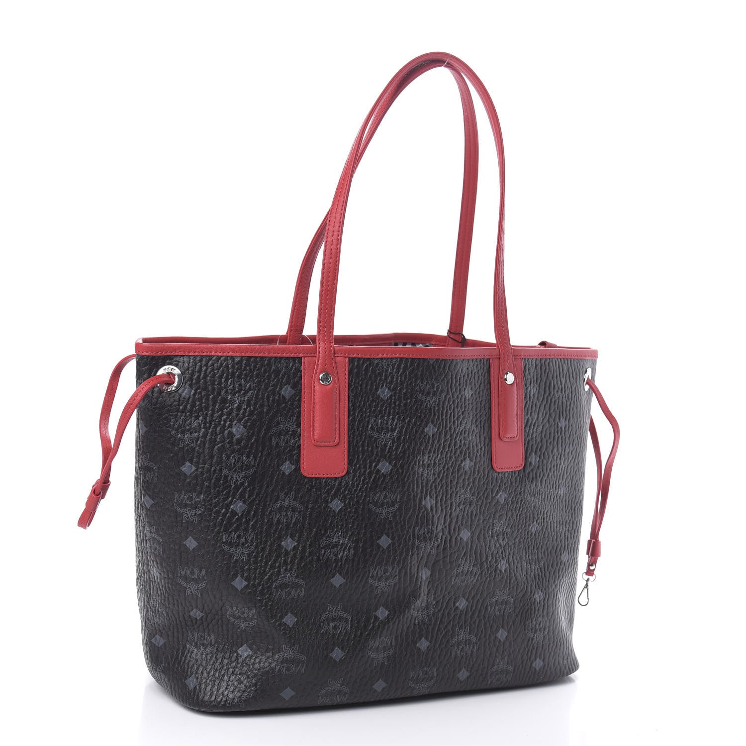 MCM Visetos Medium Liz Reversible Shopper Tote Black Red 3 of 16