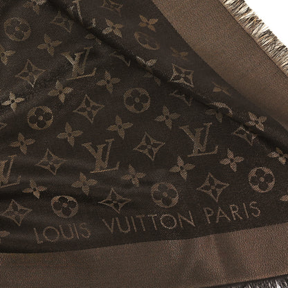 Louis Vuitton Silk Lurex Wool Monogram Shine Shawl Marron 2 of 3