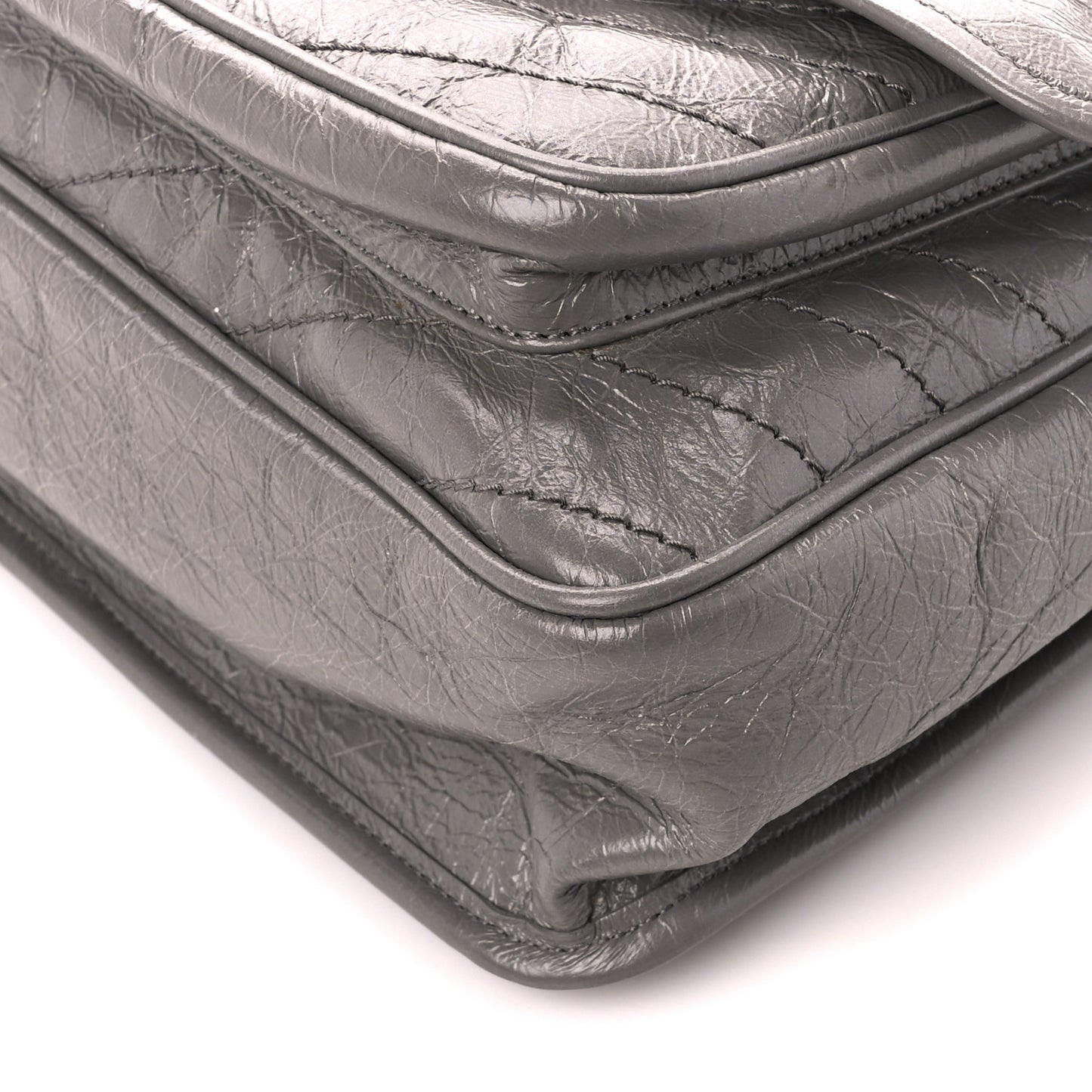 Crinkled Calfskin Matelasse Monogram Large Niki Chain Satchel Storm