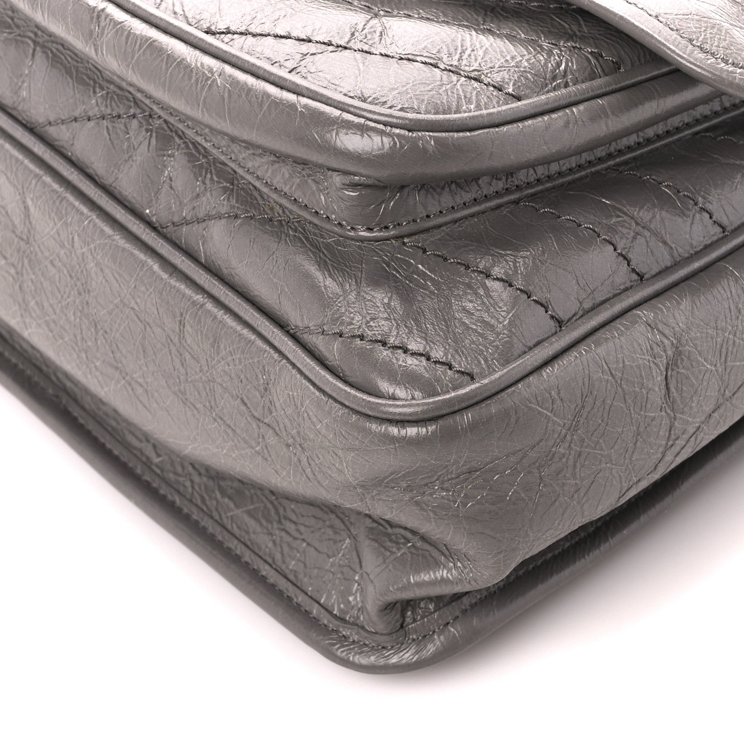 Saint Laurent Crinkled Calfskin Matelasse Monogram Large Niki Chain Satchel Storm 11 of 11