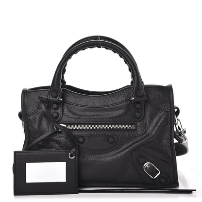 Balenciaga Matte Goatskin Rubber Covered Classic Hardware Mini City Black 1 of 7