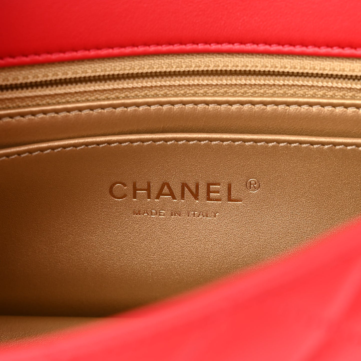 Lambskin Quilted Mini Rectangular Pearl Crush Flap Red