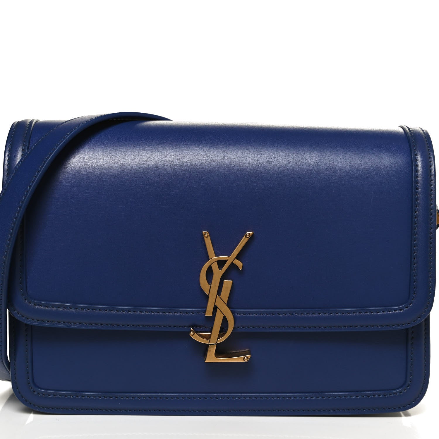 Saint Laurent Box Calfskin Monogram Medium Solferino Satchel Blue 8 of 11