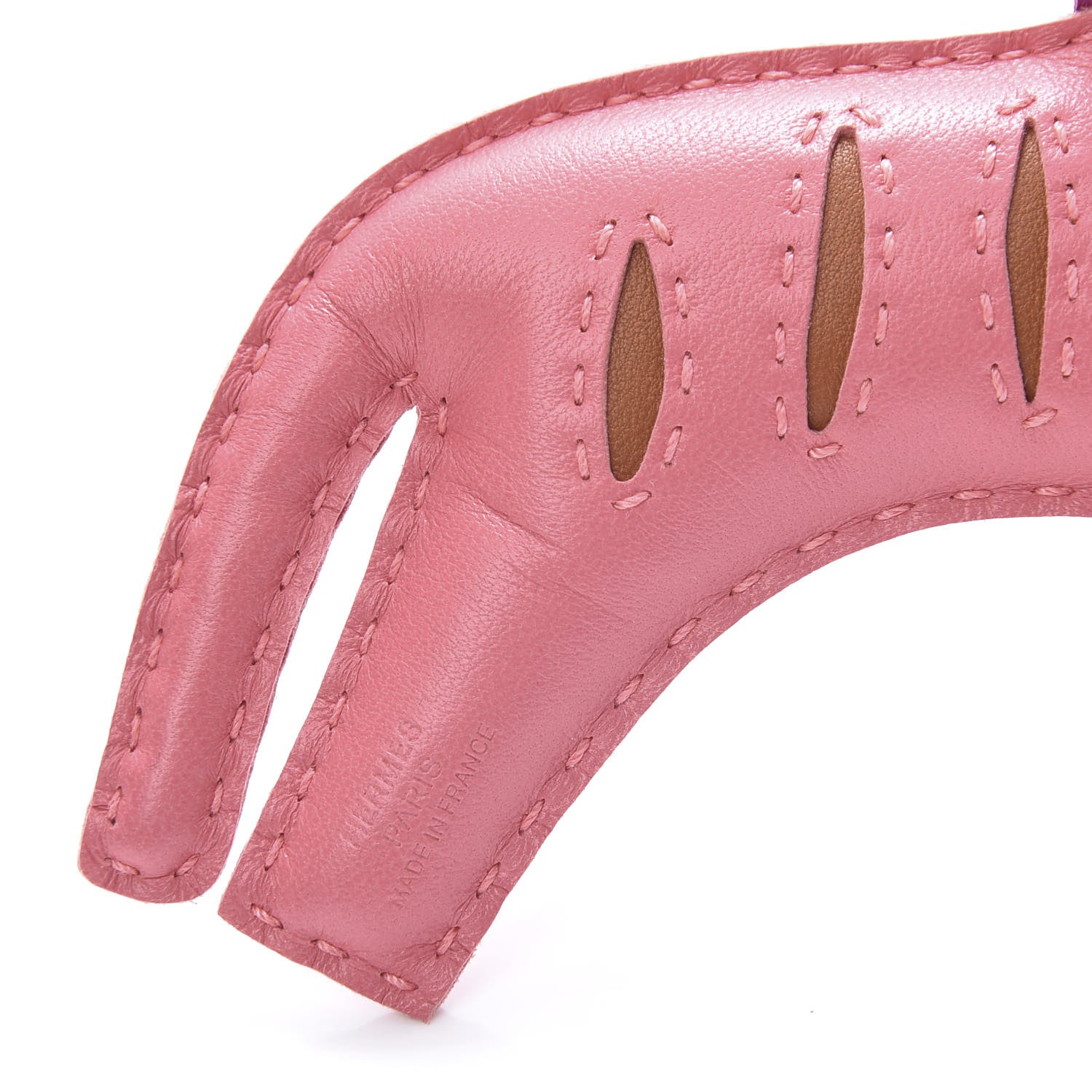 Hermes Milo Lambskin Rooroo Bag Charm Rose Azalea 4 of 5