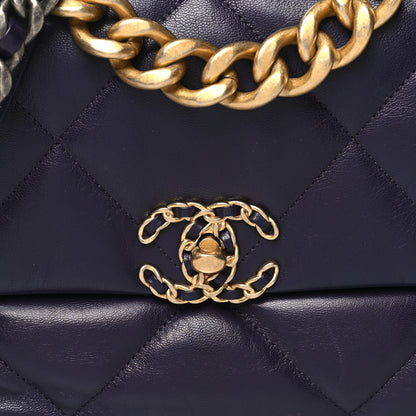 Chanel Goatskin Quilted Large Chanel 19 Flap Dark Purple 8 of 10