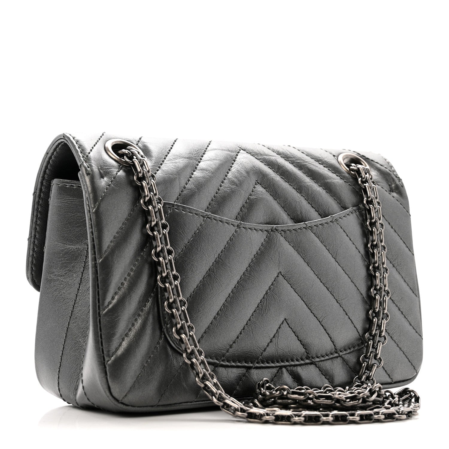 Chanel Metallic Aged Calfskin Chevron Quilted 2.55 Reissue Mini Flap Grey 3 of 14