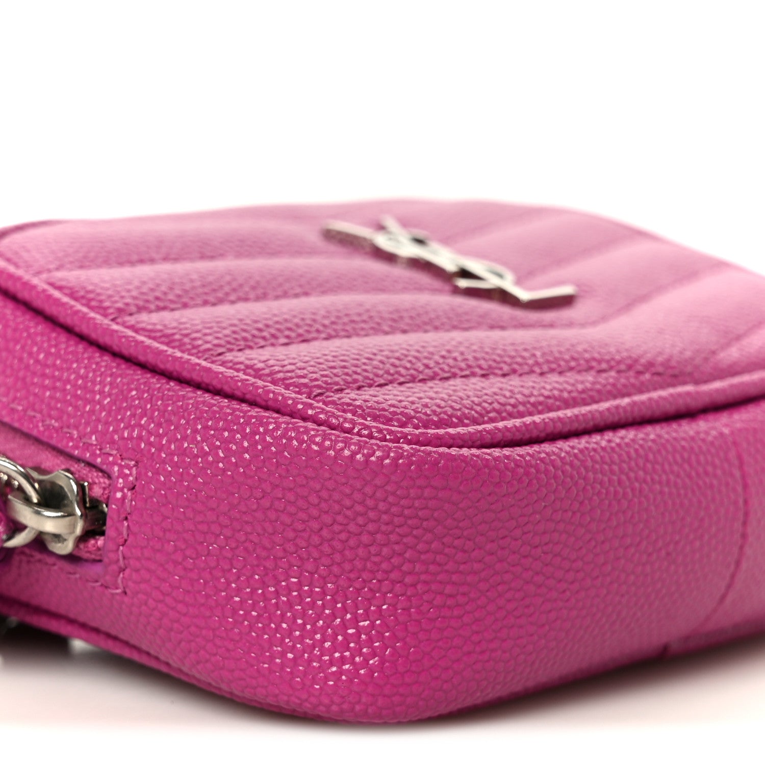 Saint Laurent Grain De Poudre Matelasse Monogram Baby Lou Camera Bag Electric Fuxia 9 of 11