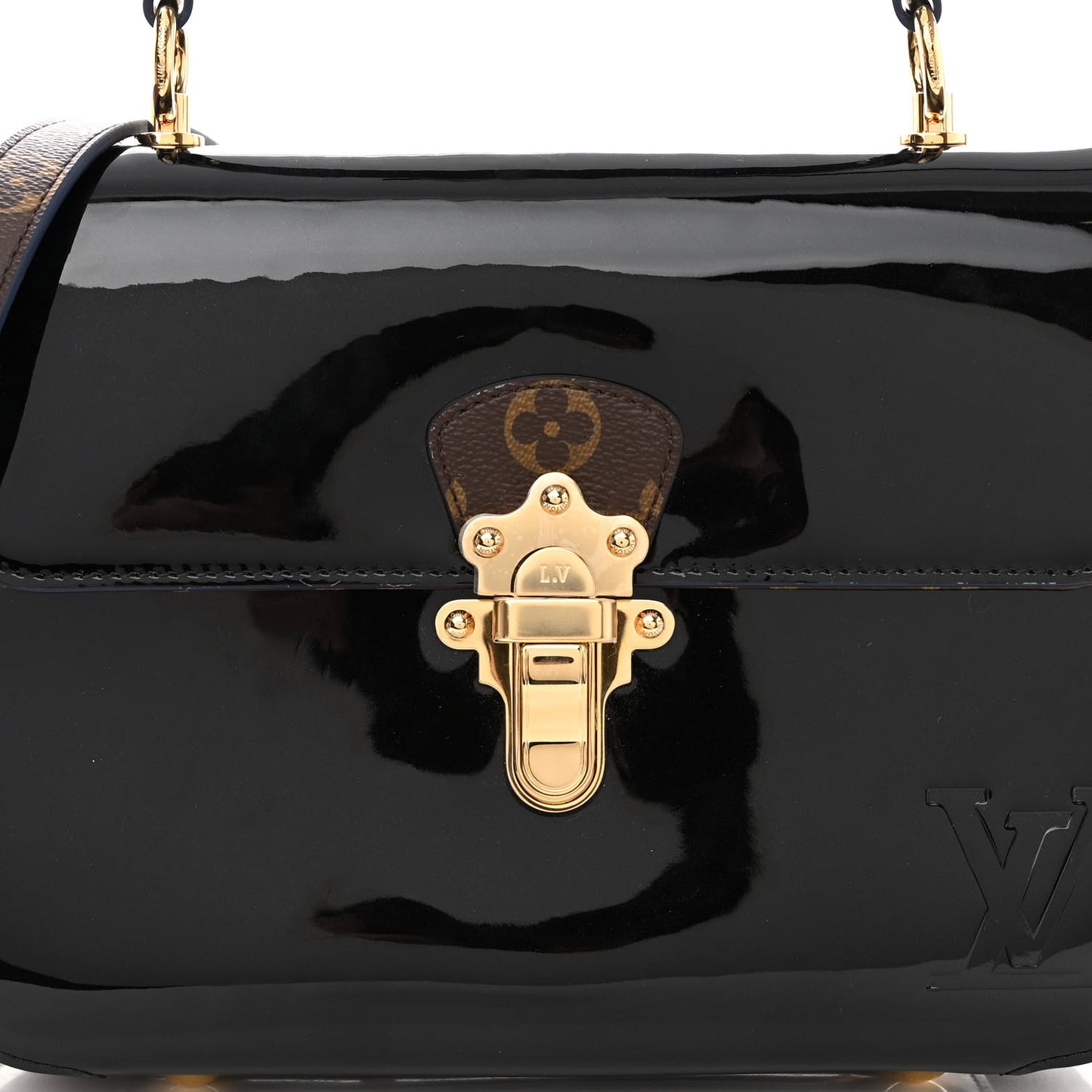 Patent Calfskin Monogram Cherrywood PM Black
