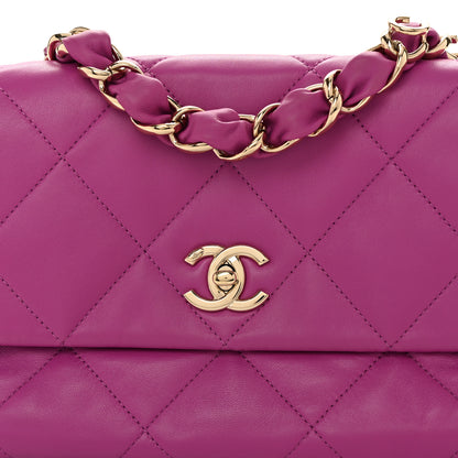 Chanel Lambskin Quilted Small Logo Strap Flap Purple 8 of 10