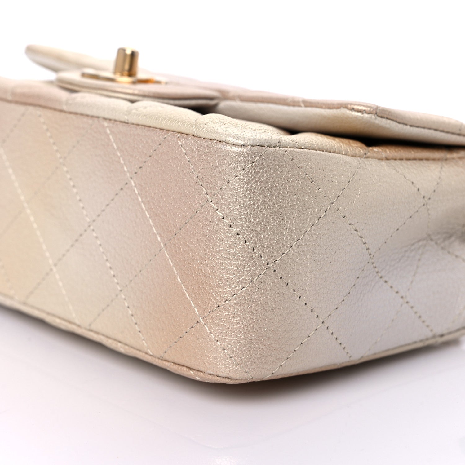 Chanel Metallic Goatskin Quilted Mini Rectangular Flap Gold 9 of 10