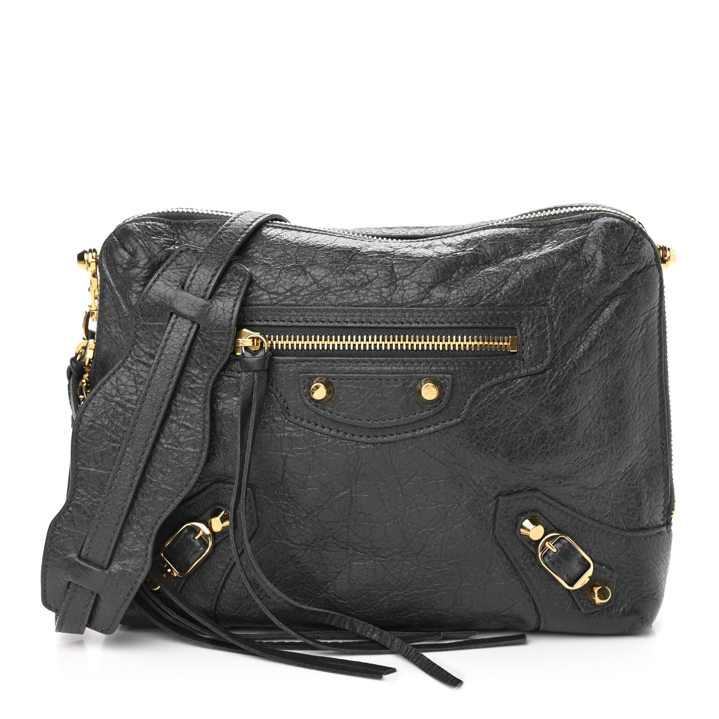 Agneau Gold Hardware XS Reporter Crossbody Grey