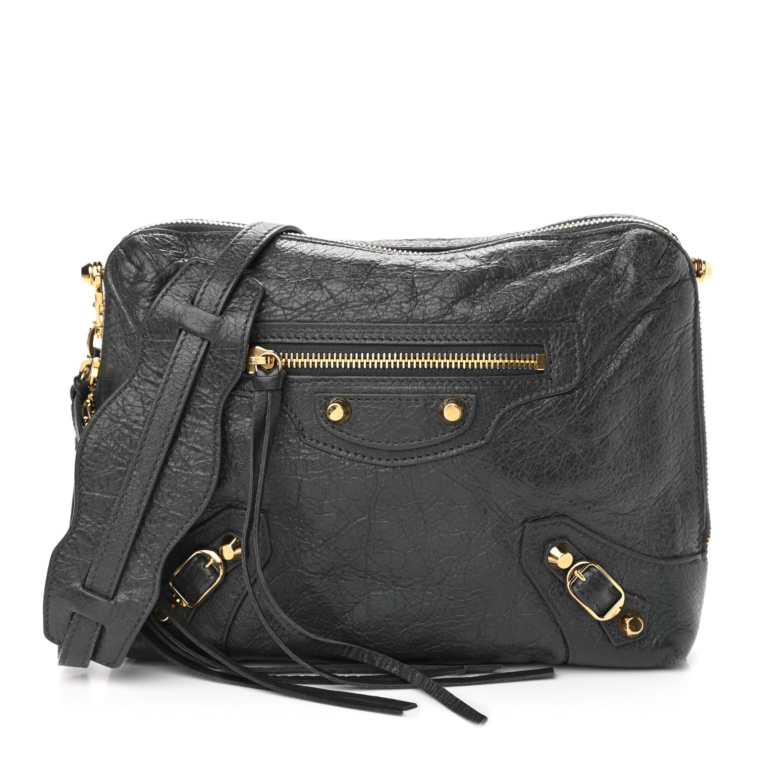 Balenciaga Agneau Gold Hardware XS Reporter Crossbody Grey 1 of 10