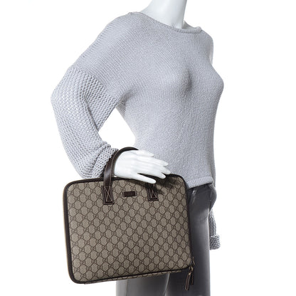 Gucci GG Plus Monogram Sellieria Calfskin Medium Joy Computer Case Beige Ebony Cocoa 2 of 8