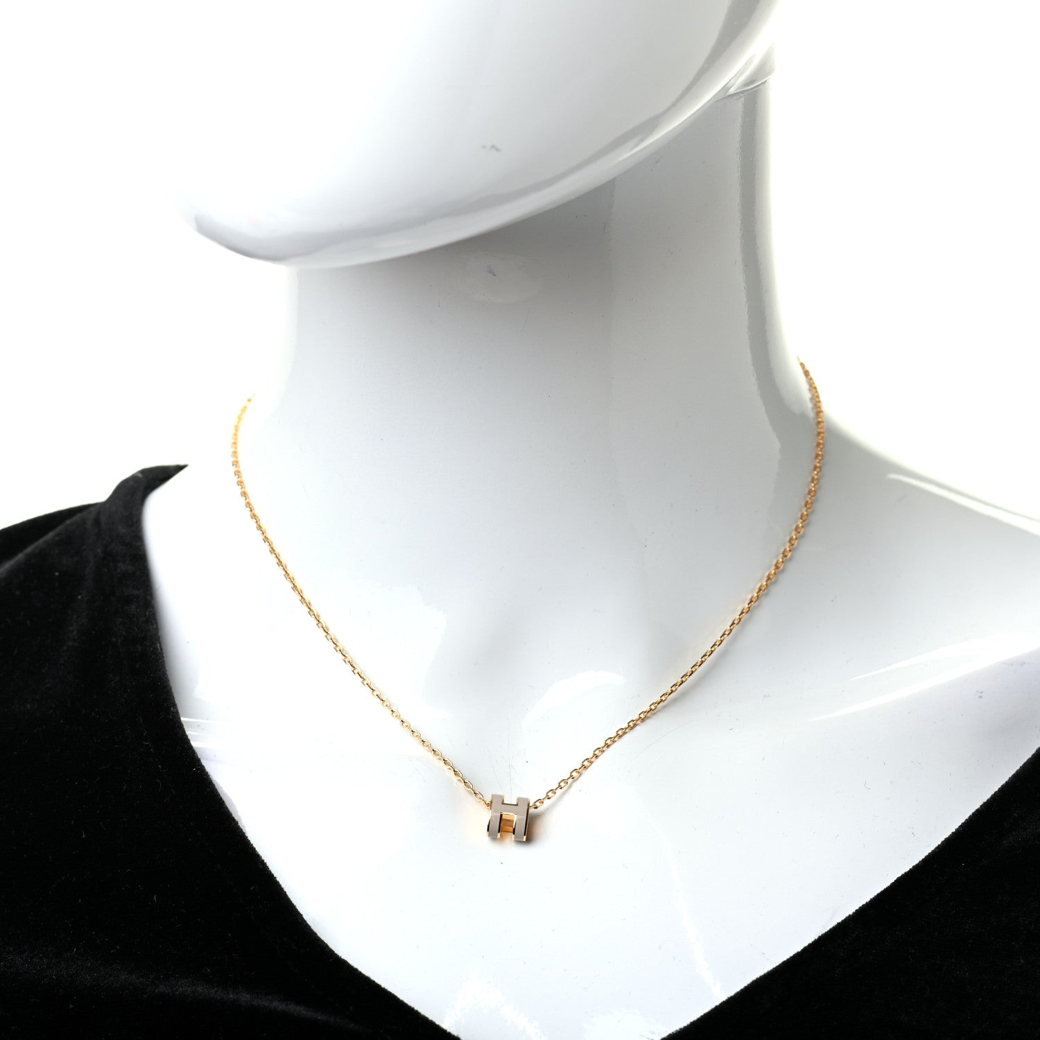 Hermes Lacquered Gold Mini Pop H Pendant Necklace Marron Glace 2 of 5