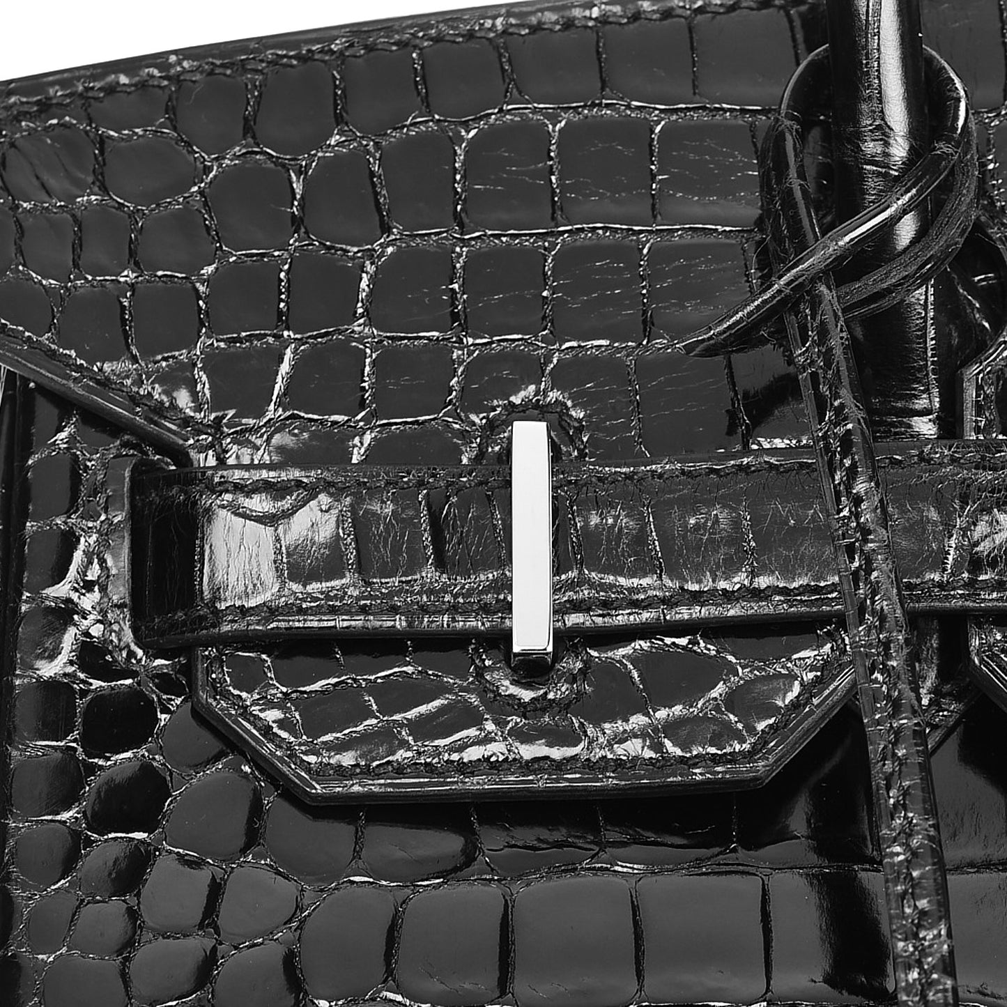 Shiny Porosus Crocodile Birkin 30 Black