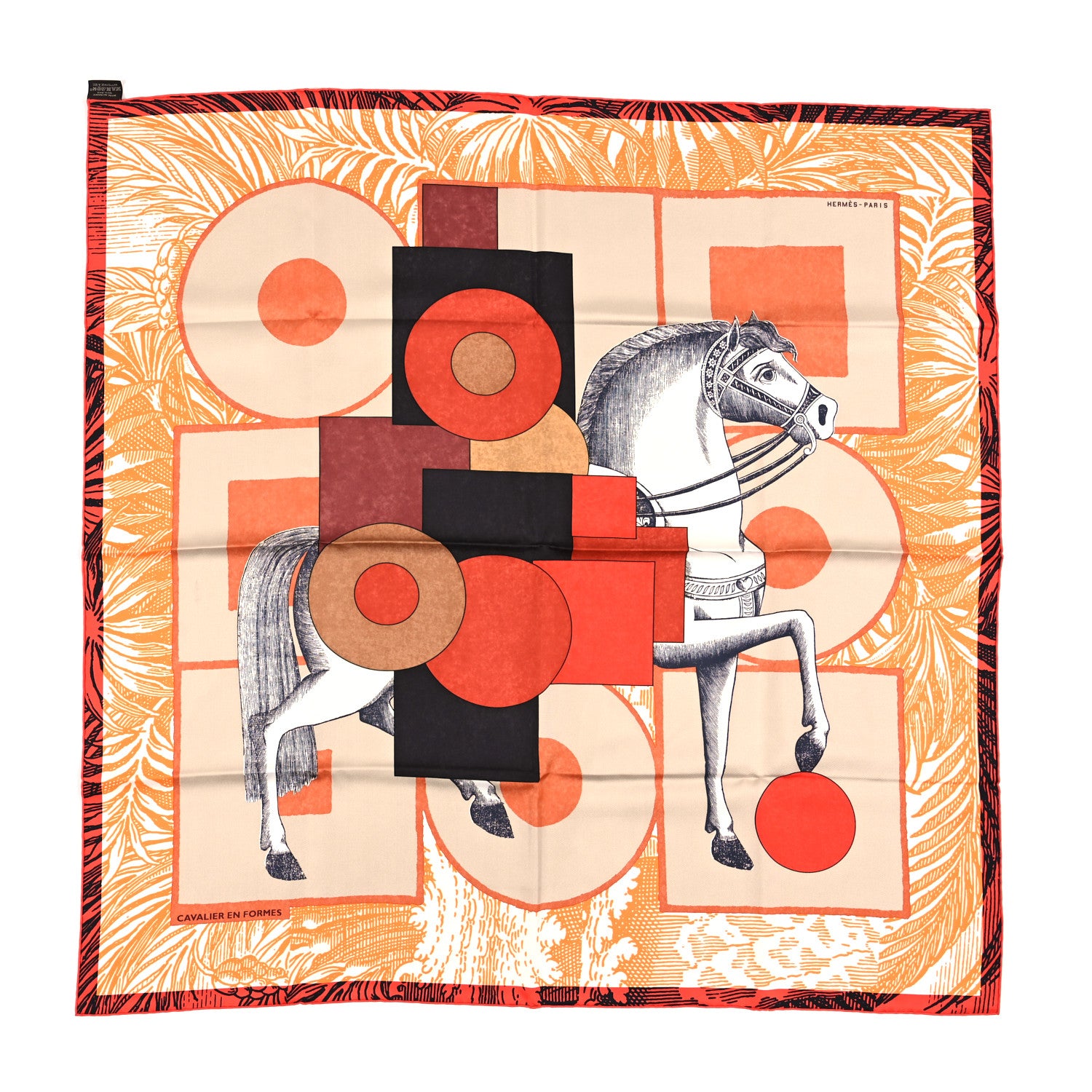 Hermes Silk Cavalier En Formes Scarf 90 Camel Orange Brique 1 of 4