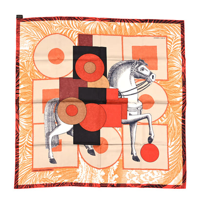 Hermes Silk Cavalier En Formes Scarf 90 Camel Orange Brique 1 of 4