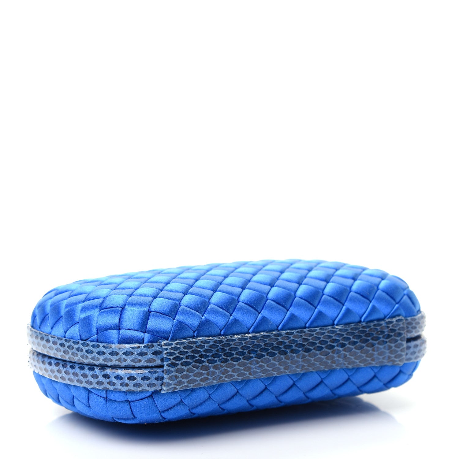 Bottega Veneta Satin Intreccio Impero Ayers Knot Clutch Blue 4 of 8