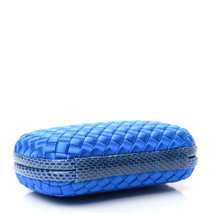 Bottega Veneta Satin Intreccio Impero Ayers Knot Clutch Blue 4 of 8