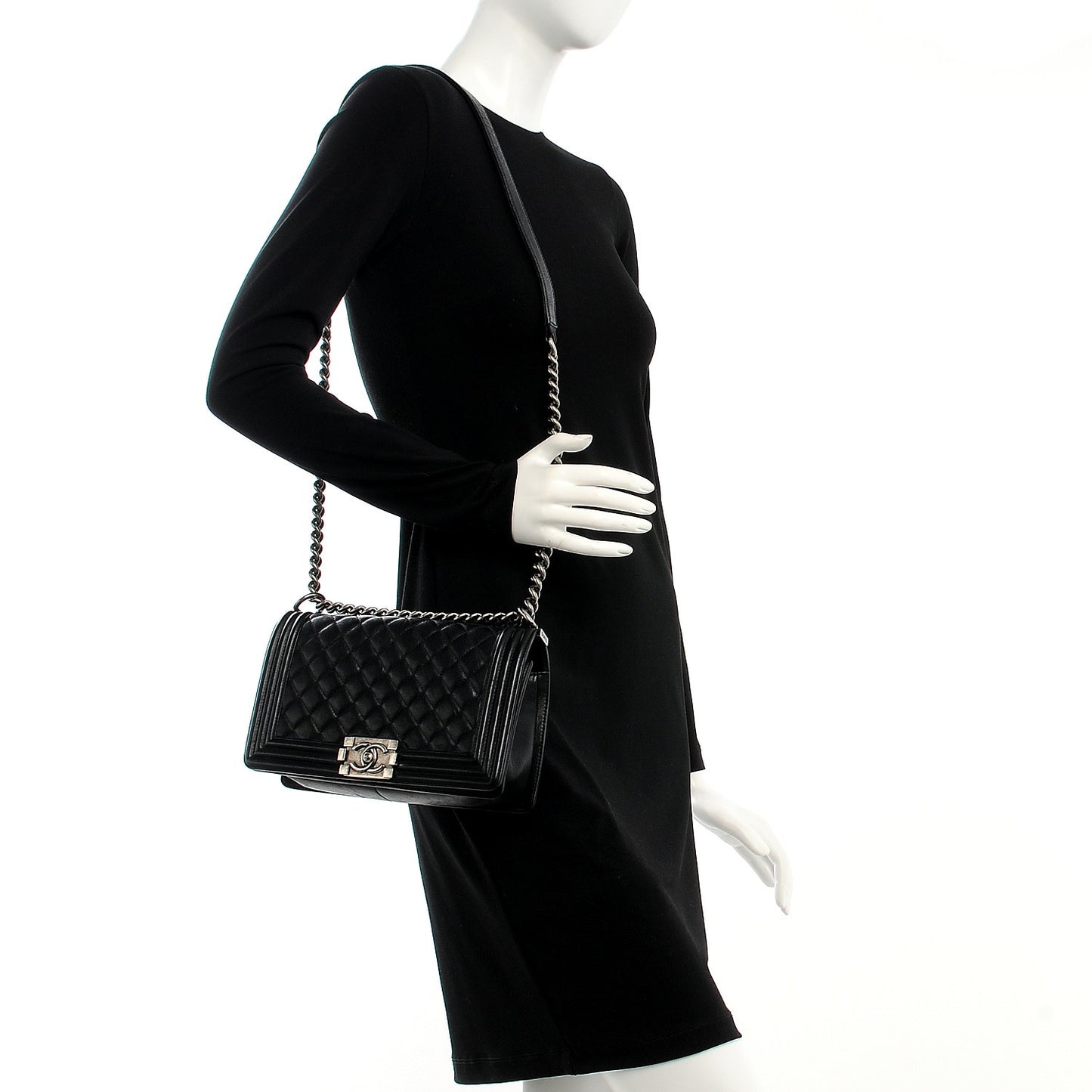 Calfskin Quilted Medium Boy Flap Black