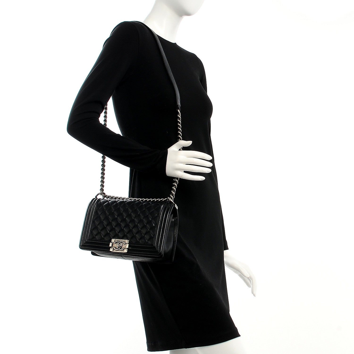 Chanel Calfskin Quilted Medium Boy Flap Black 2 of 7