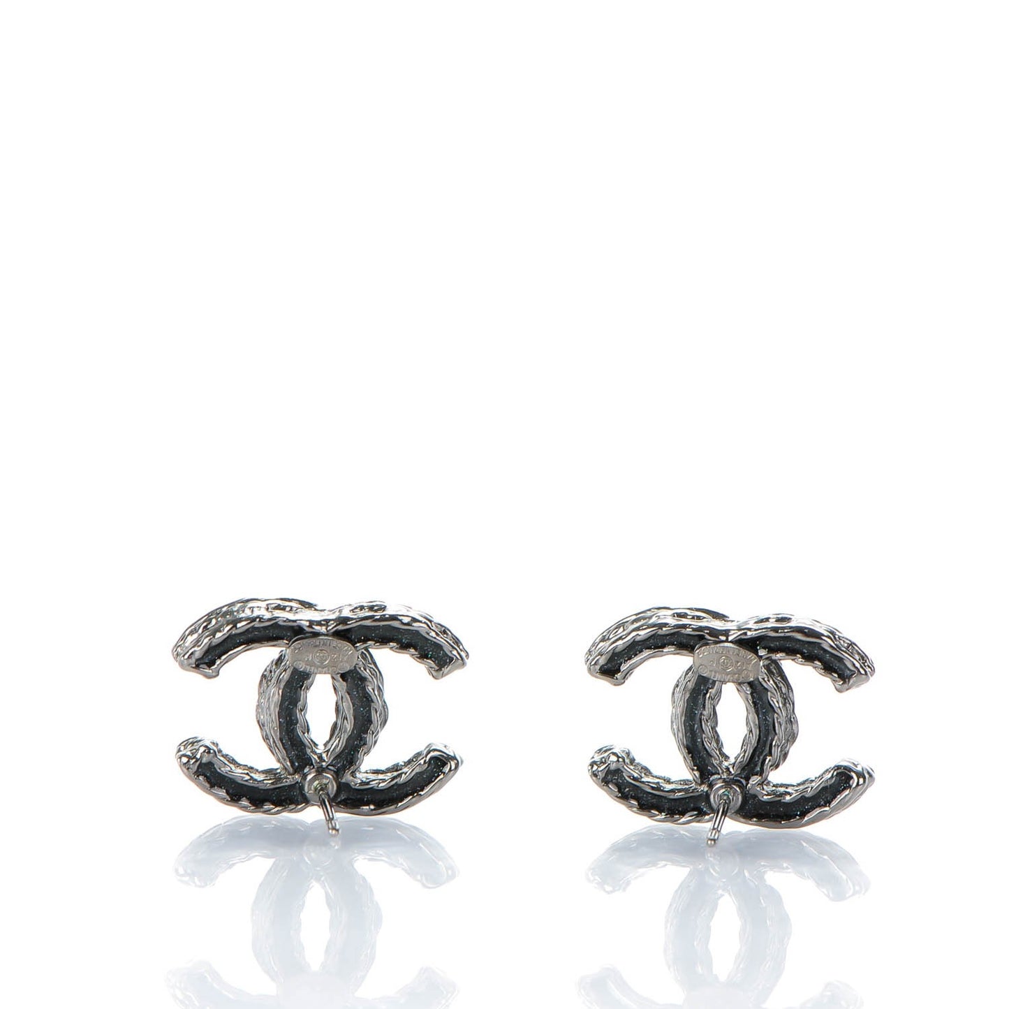 Crystal CC Earrings Ruthenium Black